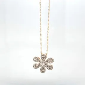 14K Yellow Gold 0.5 CT Diamond Flower Necklace