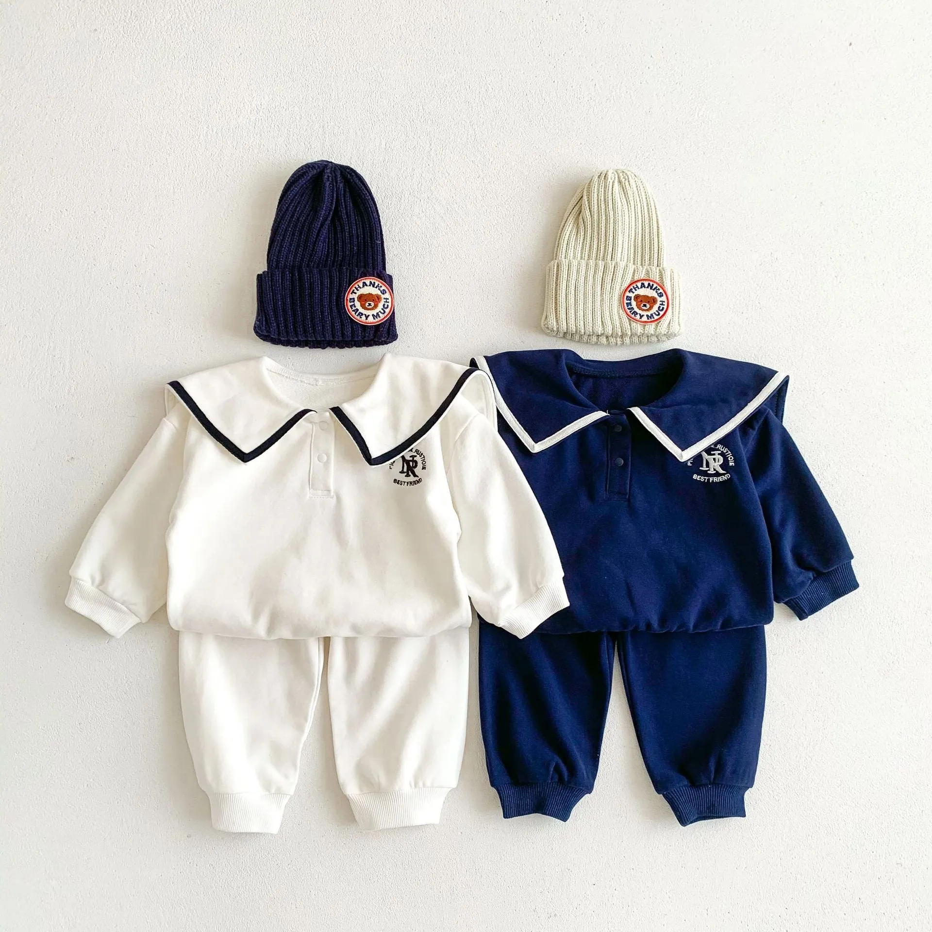 2 Pieces Set Baby Kid Girls Boys Sports Solid Color Tops And Pants Wholesale 23101929