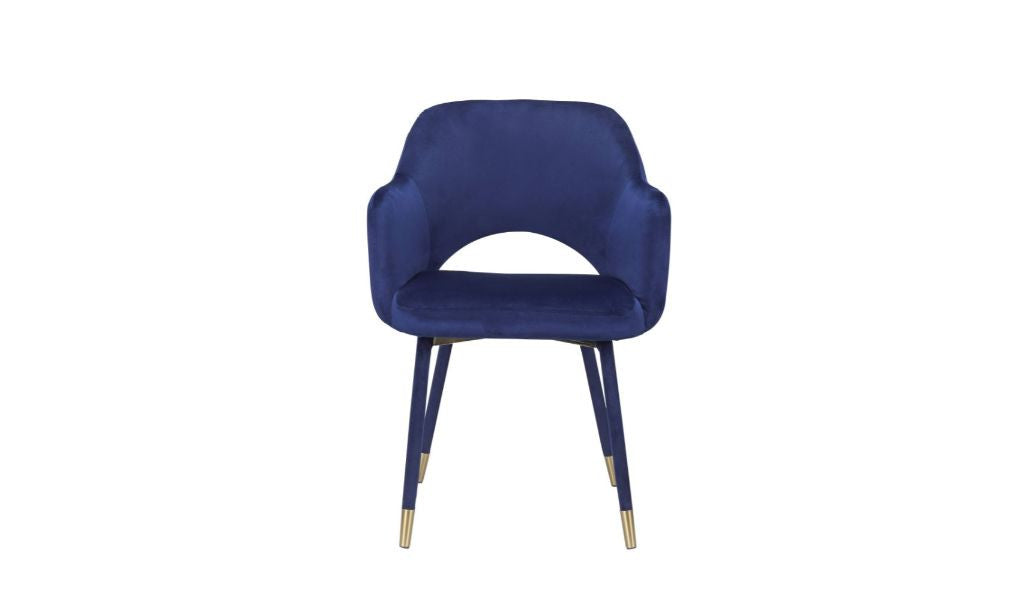 22 Ocean Blue Velvet And Gold Solid Color Parsons Chair