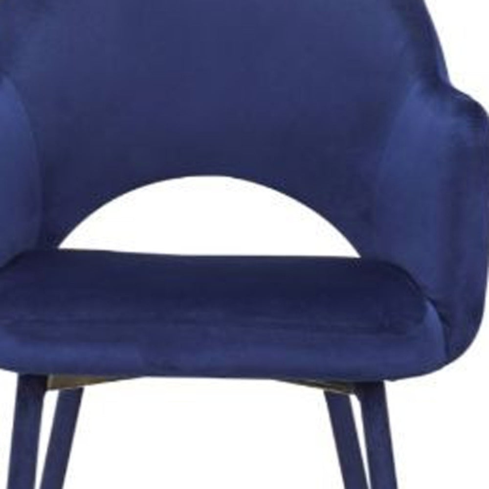 22 Ocean Blue Velvet And Gold Solid Color Parsons Chair