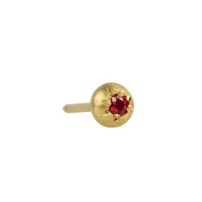 22K Gold Star-Set Tiny Ruby Stud Earring