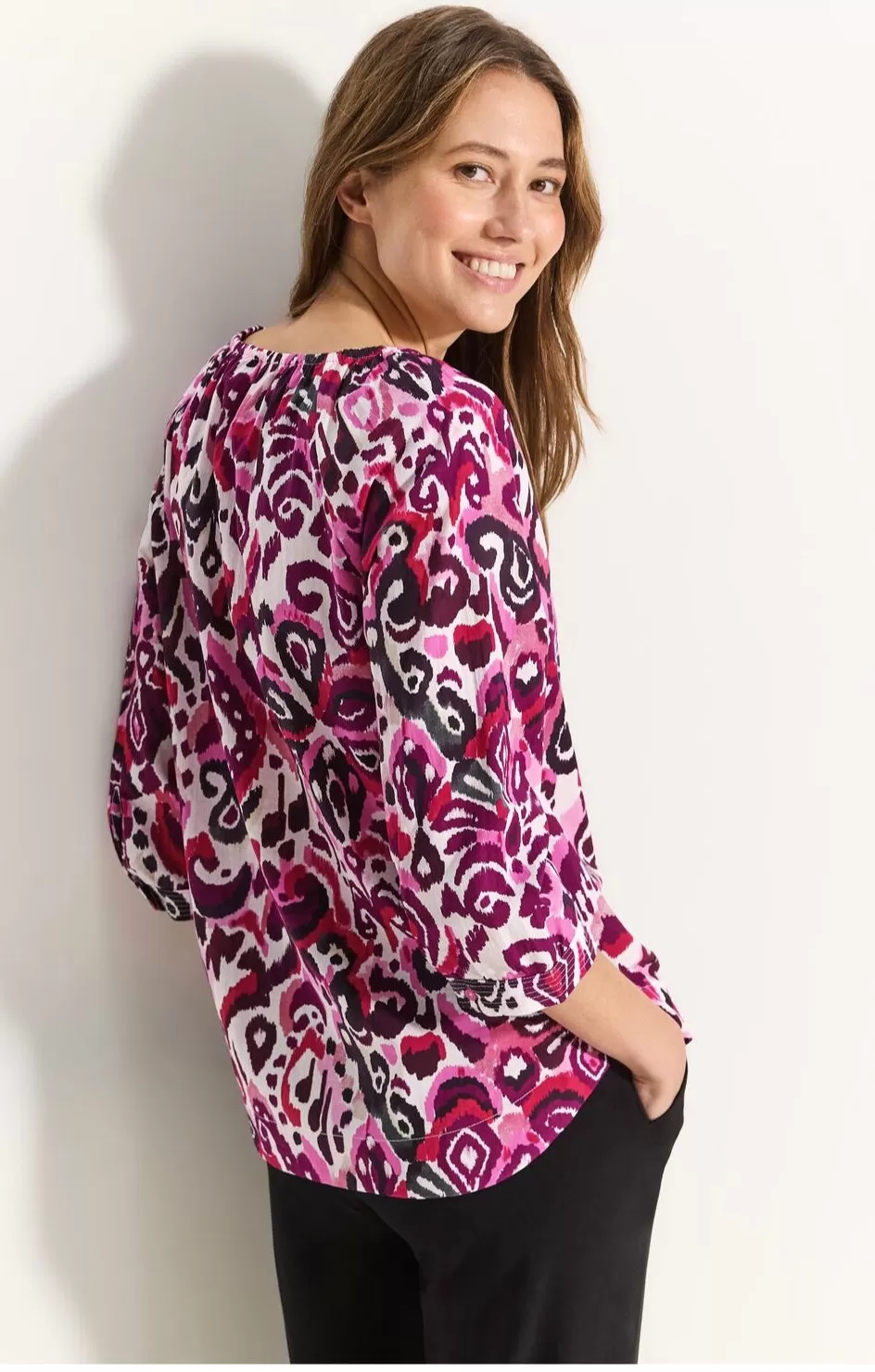 344778- Pink Mix Printed Cotton Top- Cecil