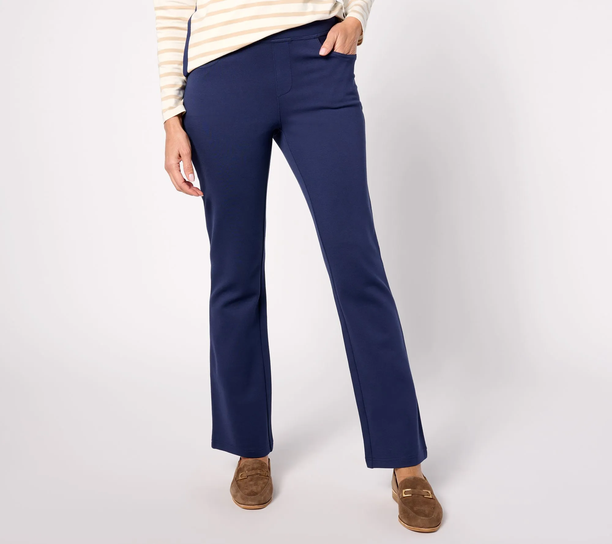 "As Is" Belle by Kim Gravel Regular Ponte Sailor Boot-Cut Pants