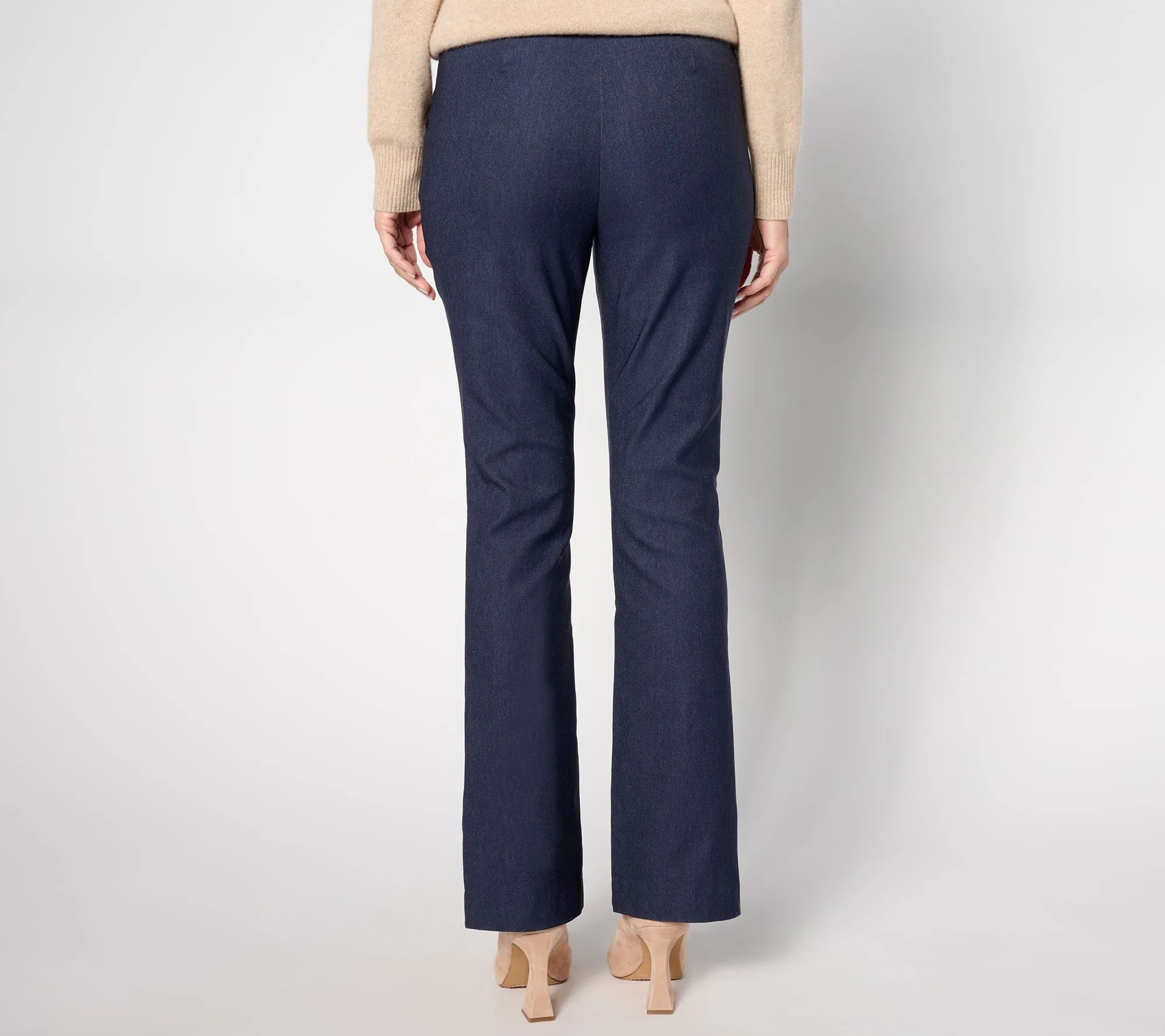 "As Is" Isaac Mizrahi Live! Petite Stretch Woven Baby Boot Cut Pants