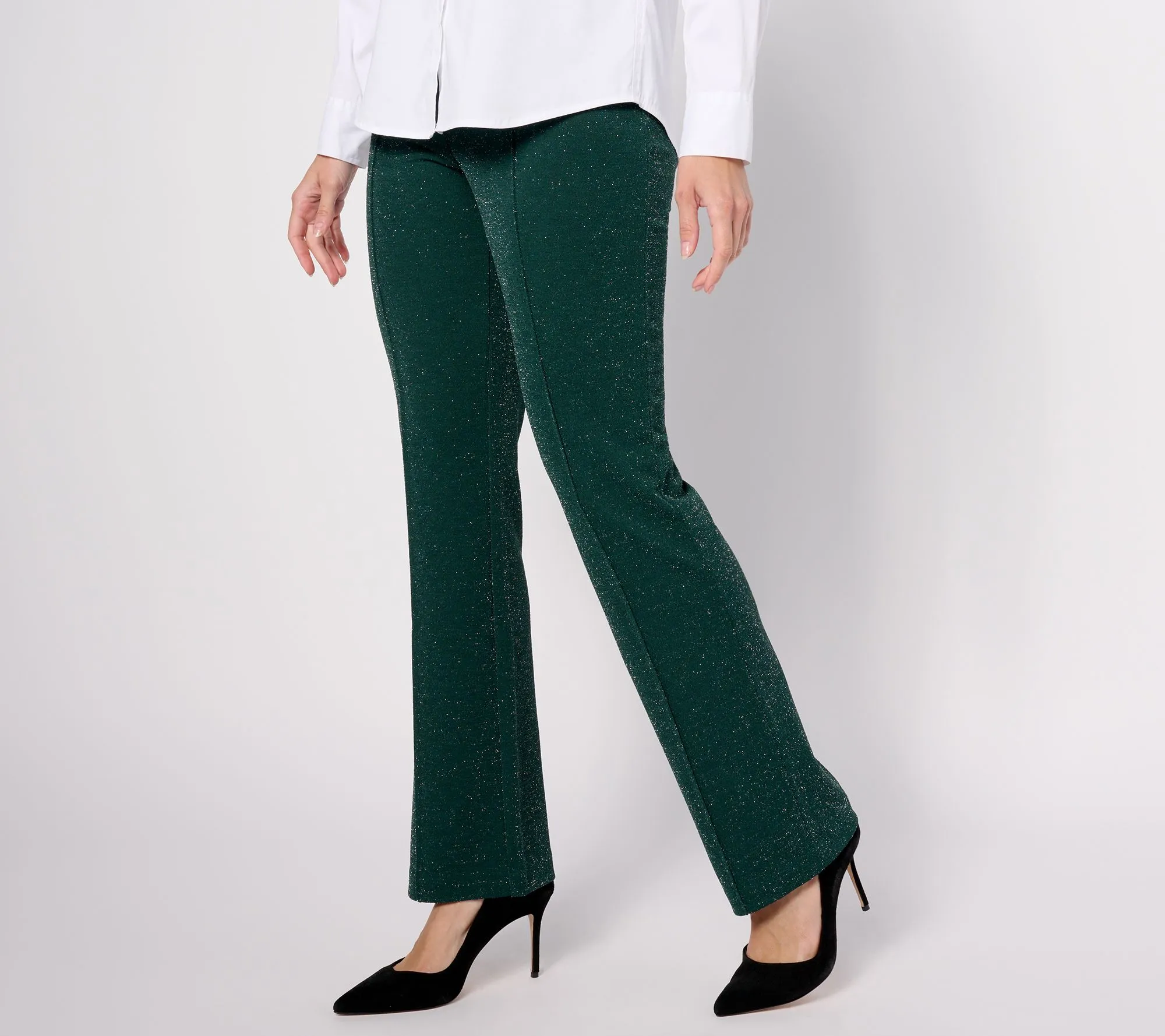 "As Is" Isaac Mizrahi Live! Tall Sparkle Pebble Crepe Boot Cut Pants