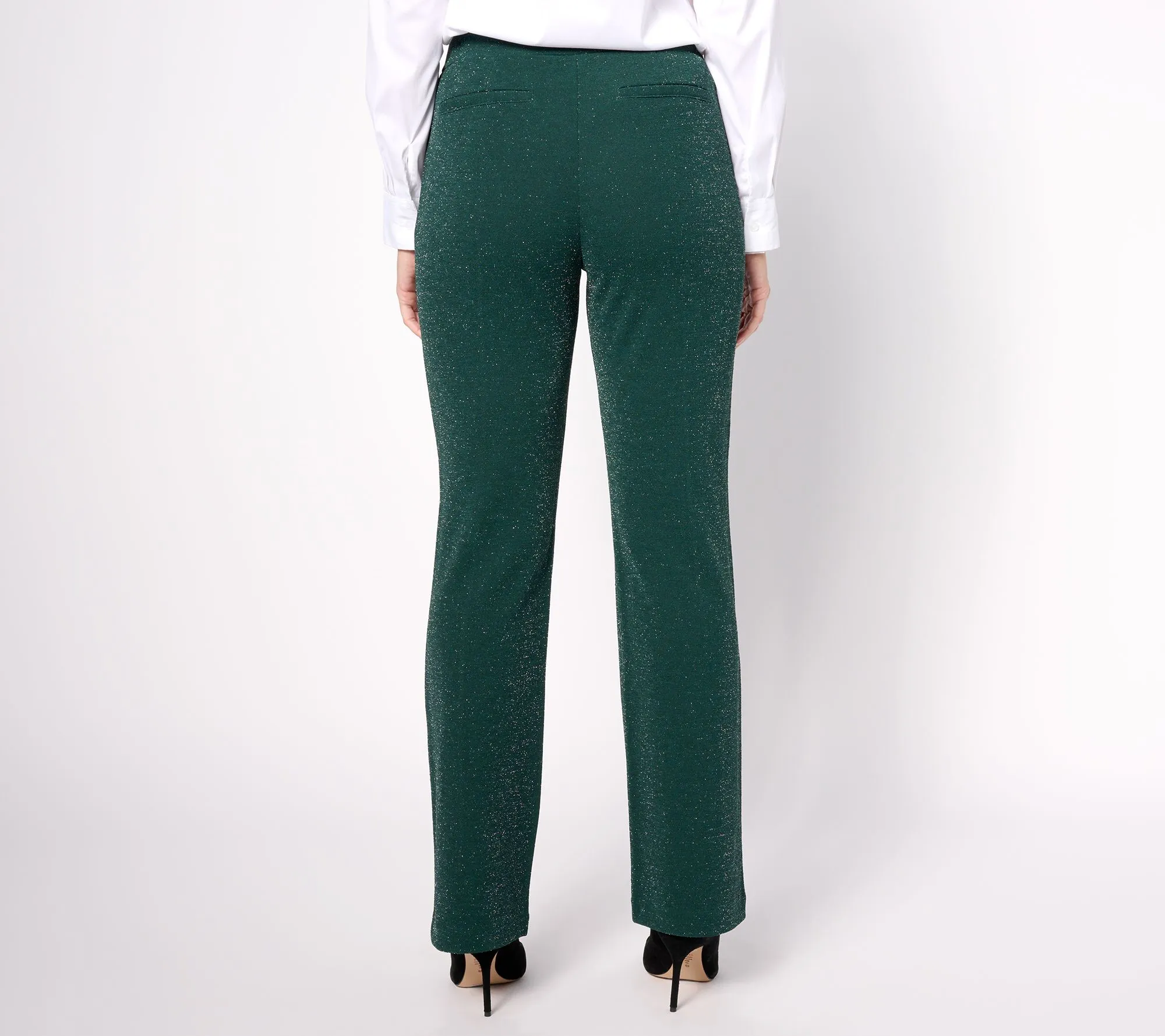 "As Is" Isaac Mizrahi Live! Tall Sparkle Pebble Crepe Boot Cut Pants