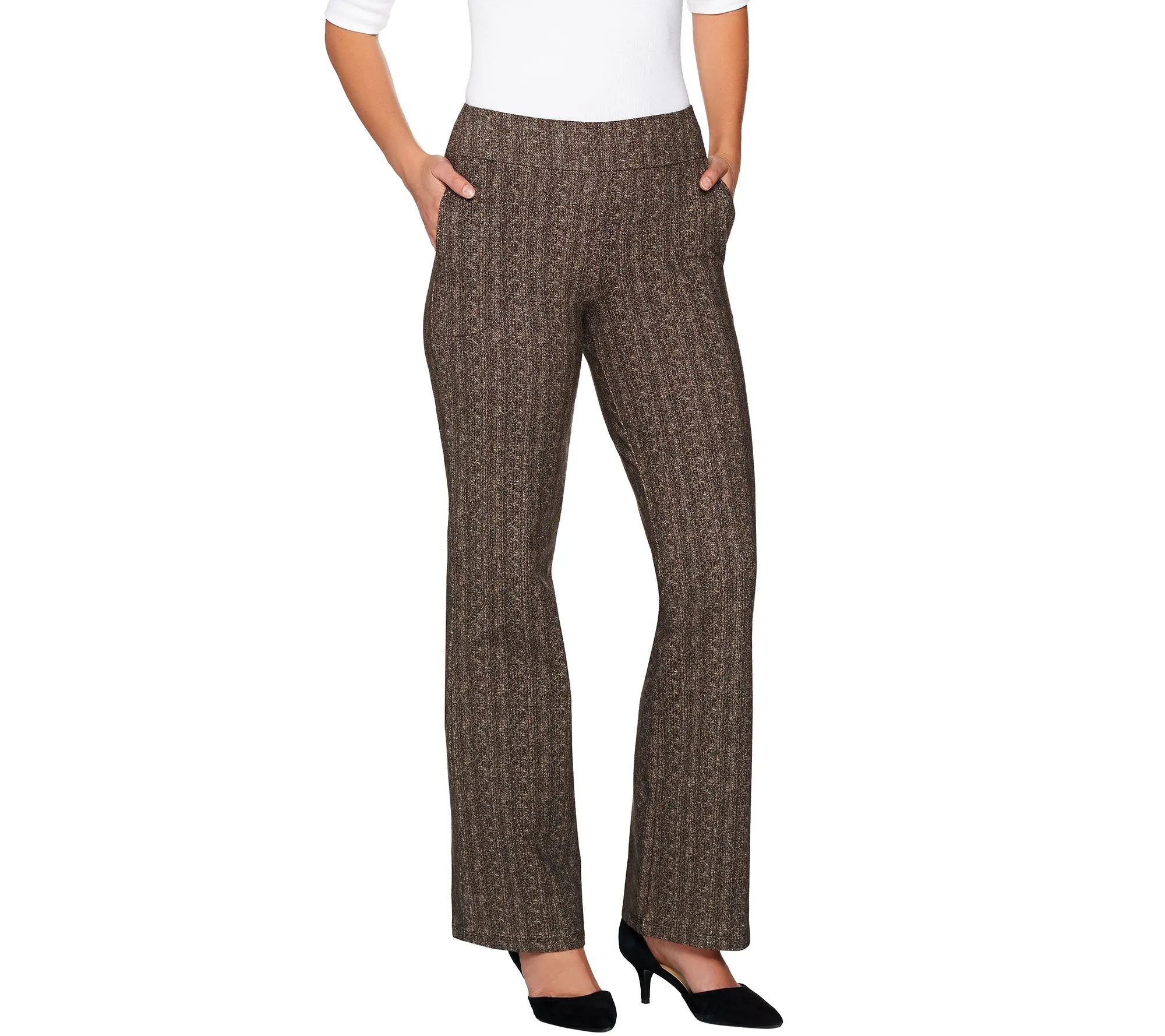 "As Is" Women with Control Regular Herringbone Boot Cut Pants