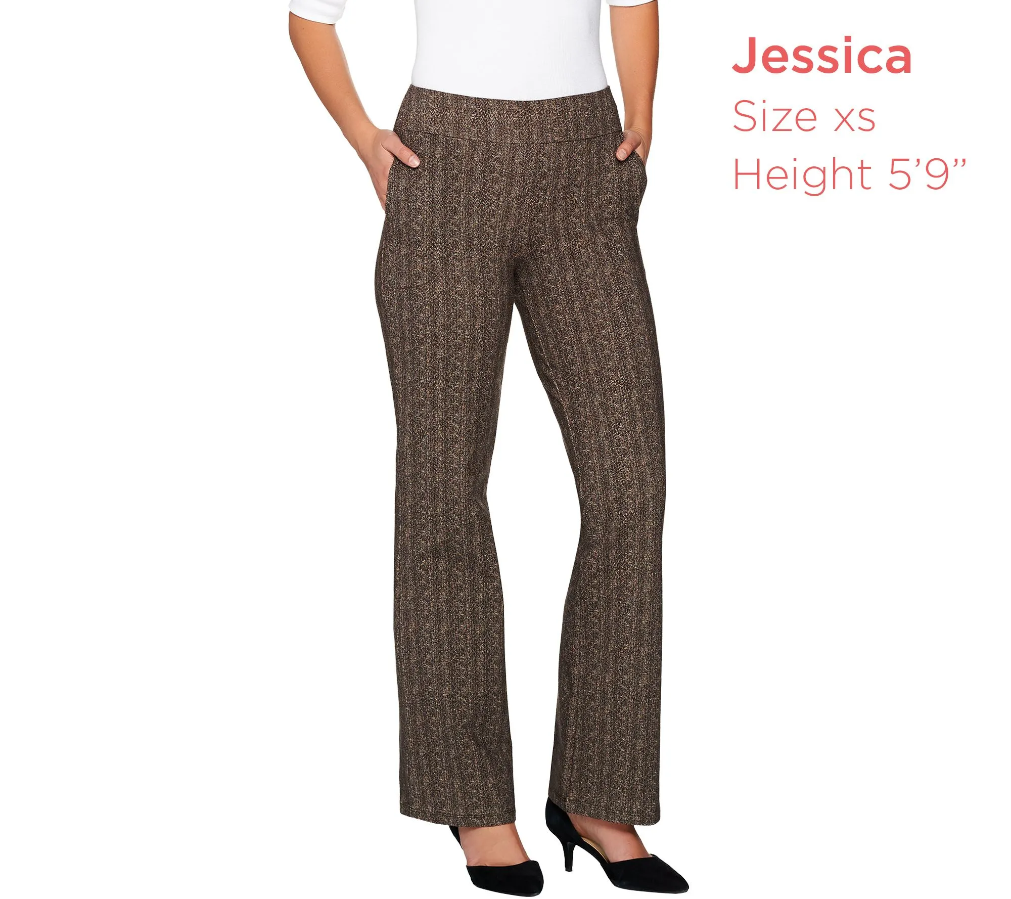 "As Is" Women with Control Regular Herringbone Boot Cut Pants