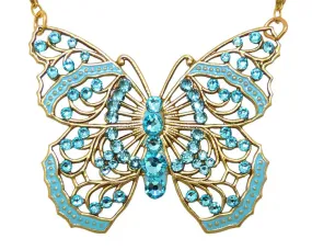 Anne Koplik Large Filigree Enamel Swarovski Crystal Butterfly Necklace NK4579LTU