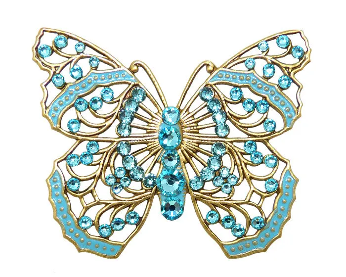 Anne Koplik Large Filigree Enamel Swarovski Crystal Butterfly Necklace NK4579LTU