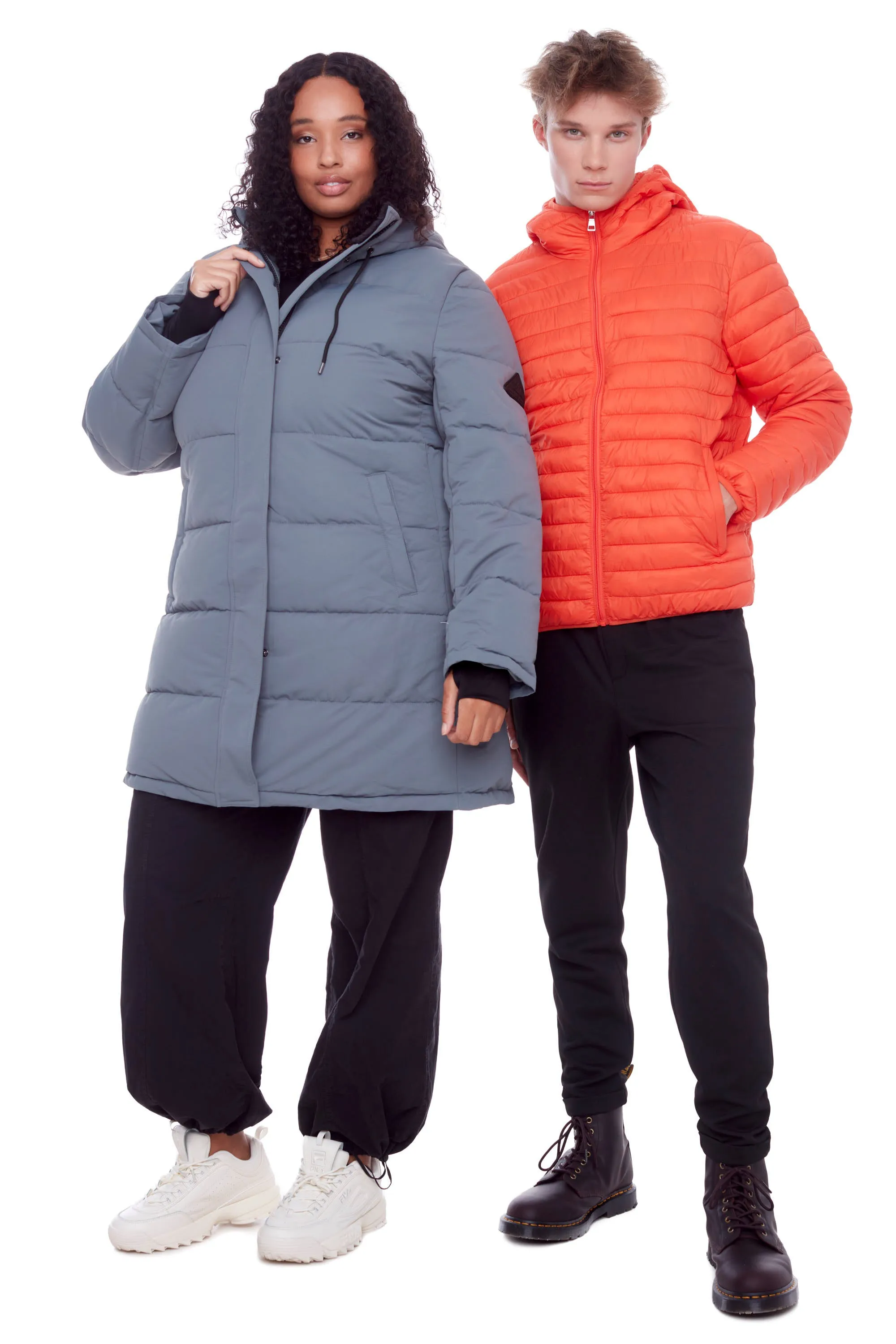 AULAVIK PLUS | WOMEN'S VEGAN DOWN (RECYCLED) MID-LENGTH HOODED PARKA COAT, SLATE (PLUS SIZE)