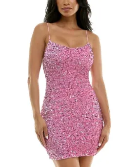 B. Darlin Juniors' Scoop-Neck Bodycon Sequin Mini Dress