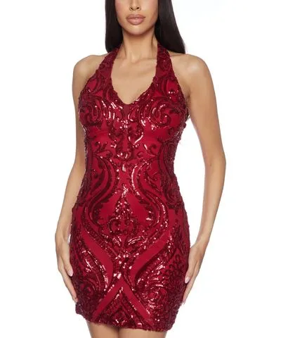 B. Darlin Juniors' Sequined Bodycon Halter Dress