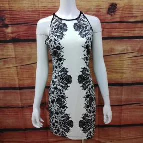 B. DARLIN WHITE BLACK FLORAL DRESS SIZE 11/12 TCC