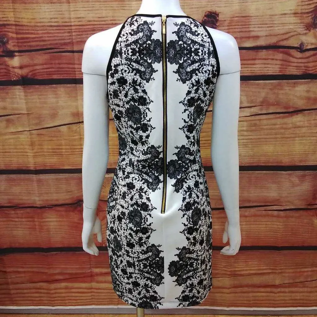 B. DARLIN WHITE BLACK FLORAL DRESS SIZE 11/12 TCC