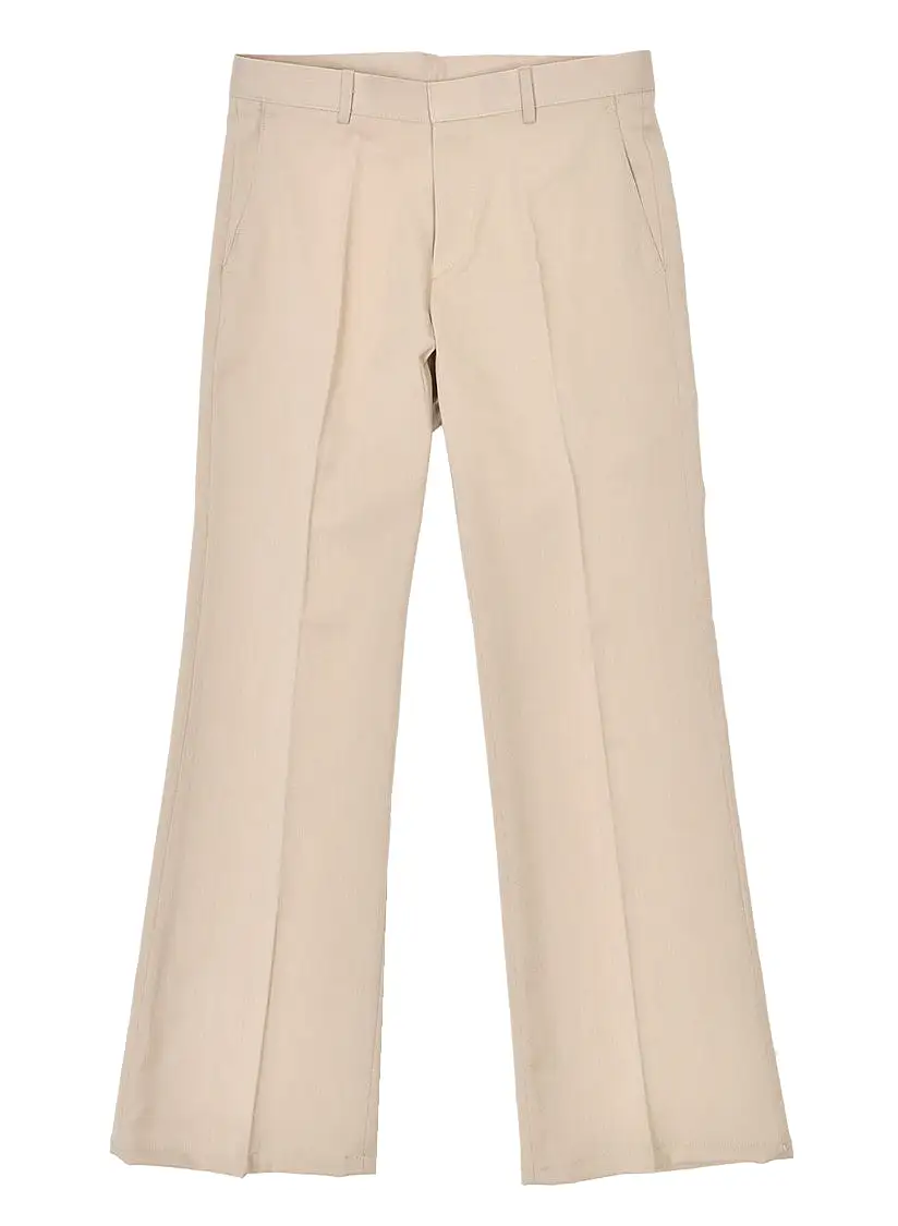 Beige Bootleg Cut Trousers Mens Formal Suits Pants Korean Guys Wide