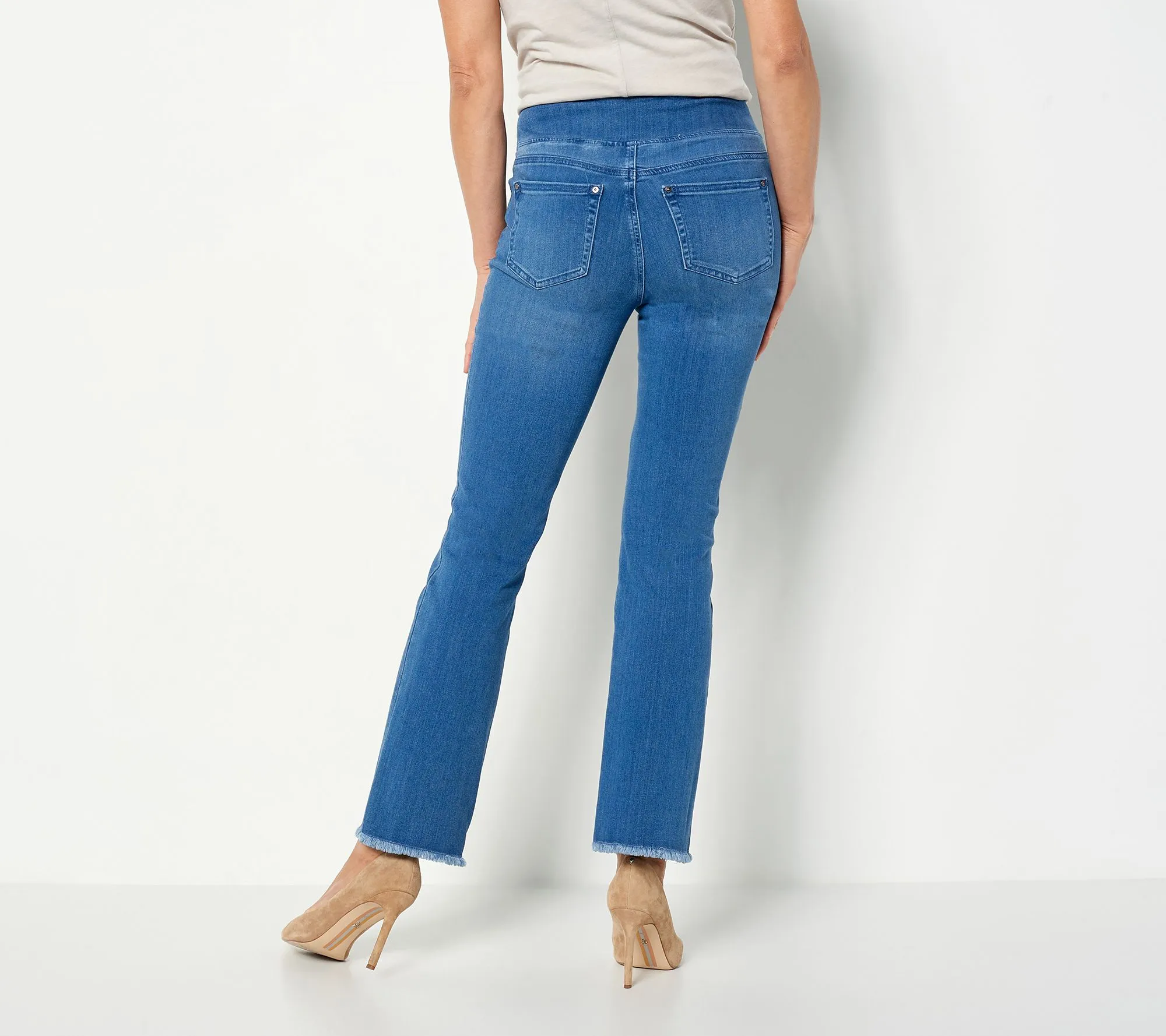 Belle by Kim Gravel Reg Primabelle Frayed Edge Boot Cut Jeans