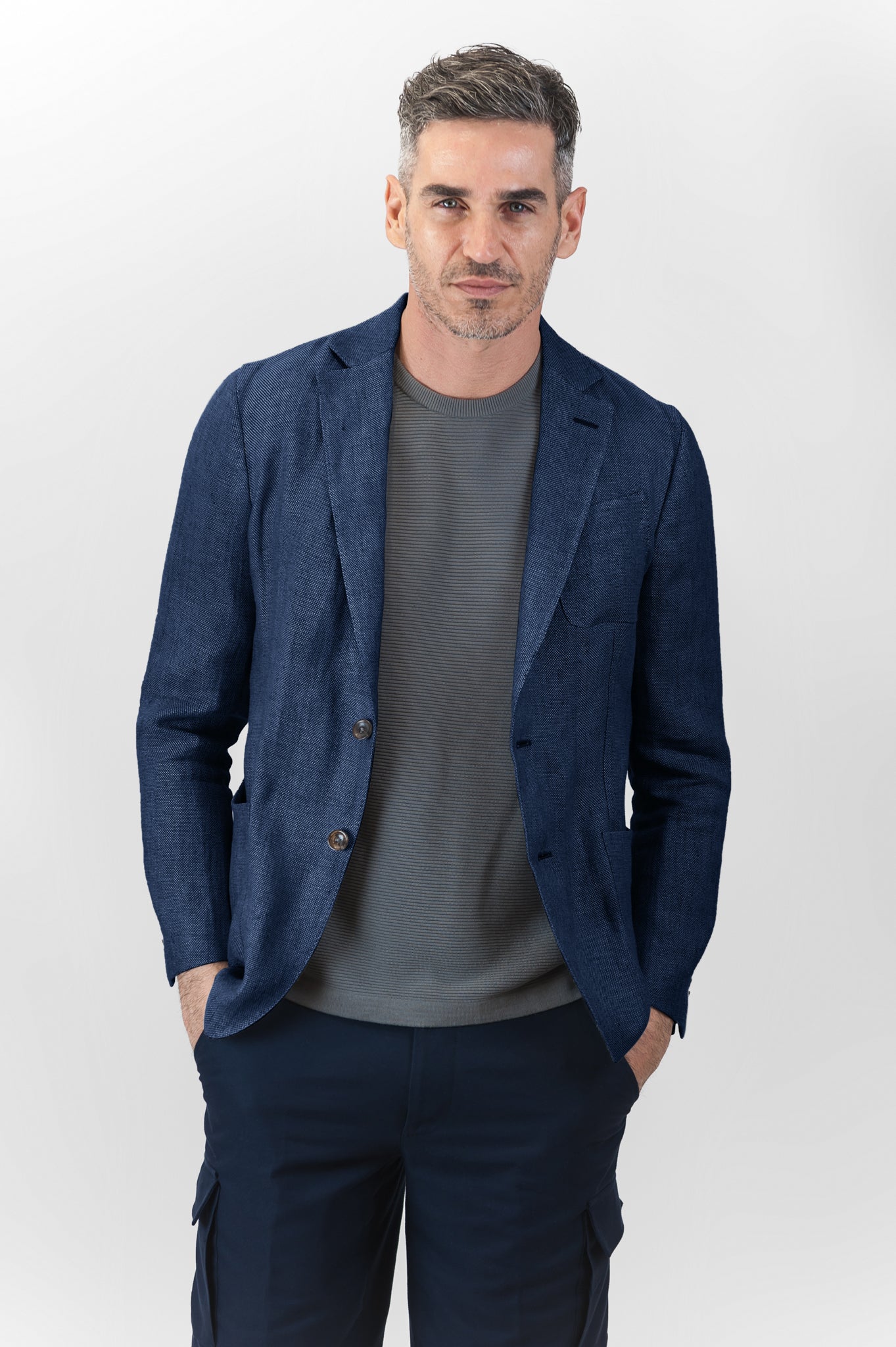 Bernat Washed Linen Blazer (ocean blue)