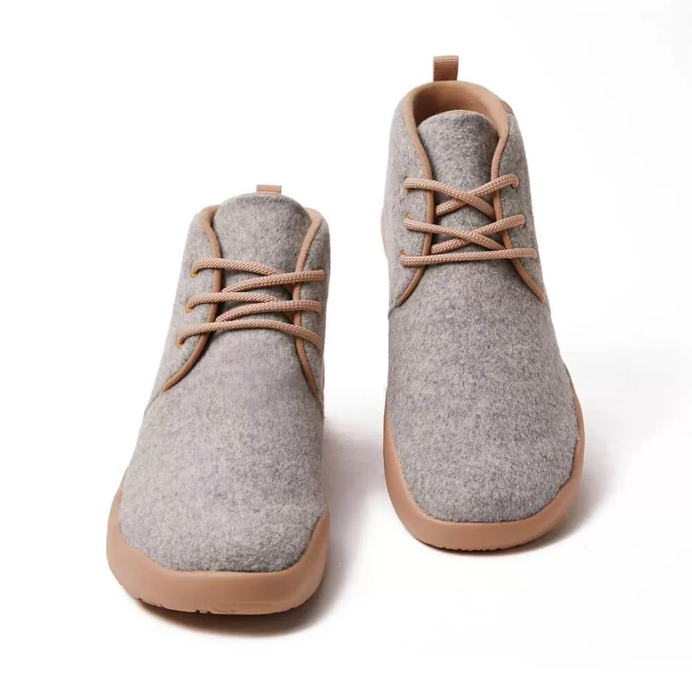 Bilbao Light Grey Wool Lace-up Boots Men