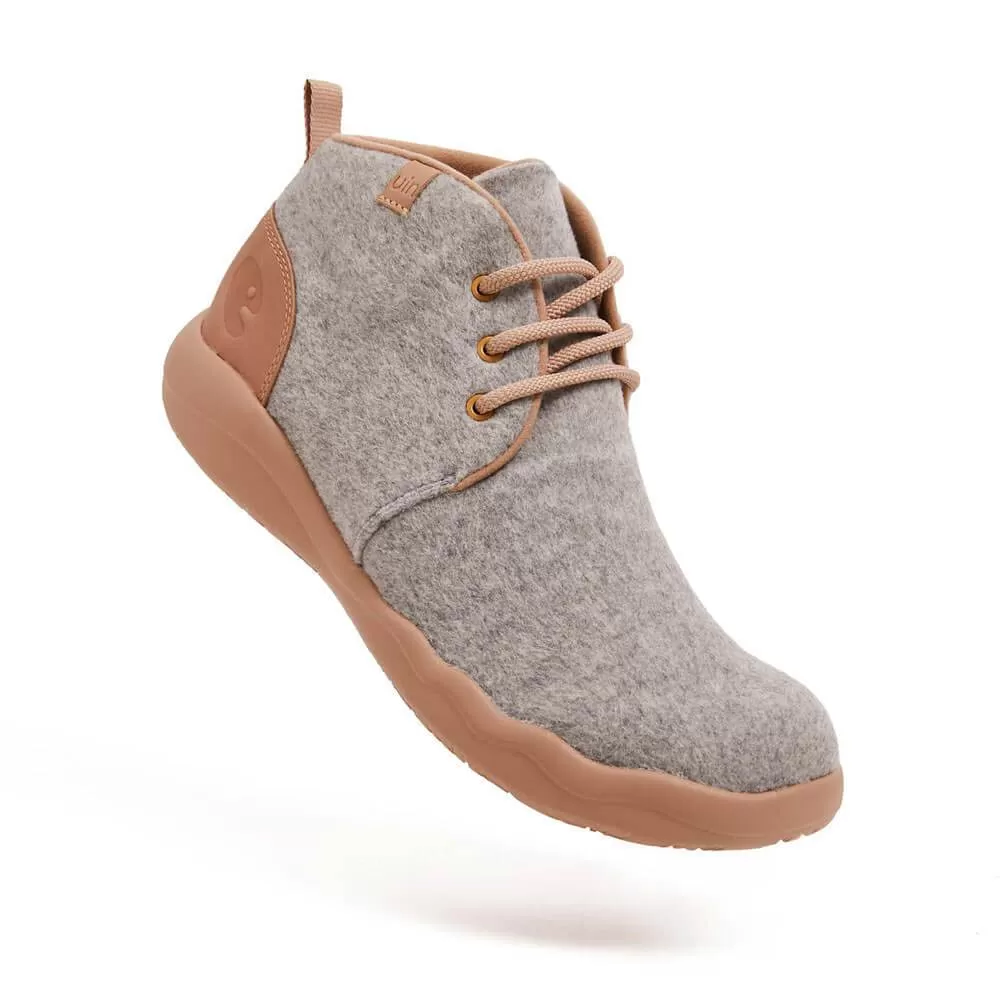 Bilbao Light Grey Wool Lace-up Boots Men