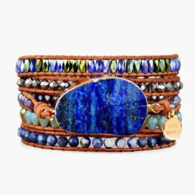 Blue Ocean Lapis Lazuli Wrap Bracelet