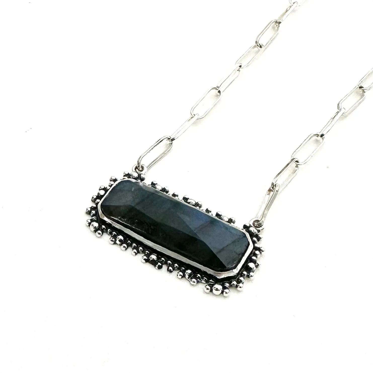 Brilliant Baguettes Bebe Necklace -  Labradorite