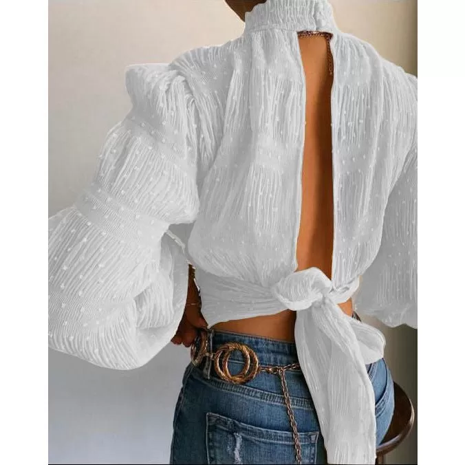 Bubble Cut Out Loose Blouse