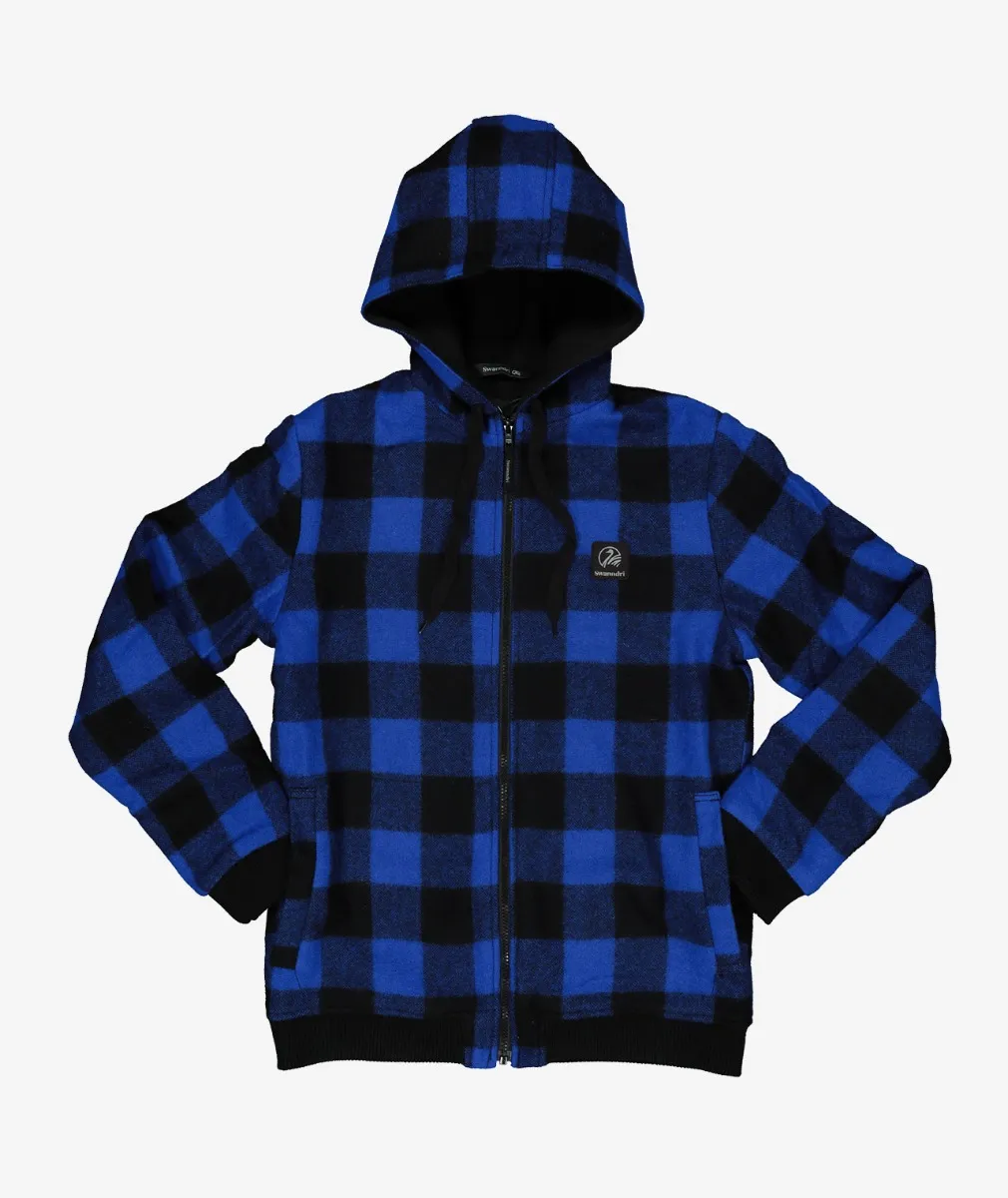 Buy Kids Crooked River Hoody Blue/Black Check - Swanndri NZ