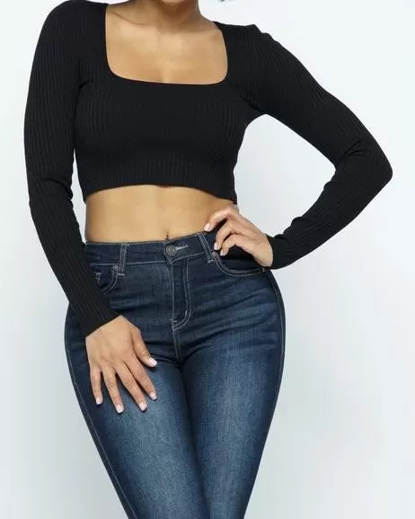 Carmen Ribbed Long Sleeve Top