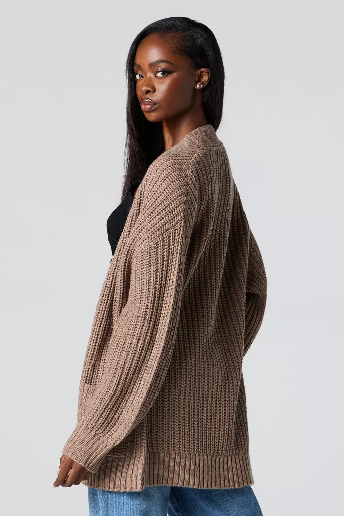 Chunky Knit Open Front Cardigan