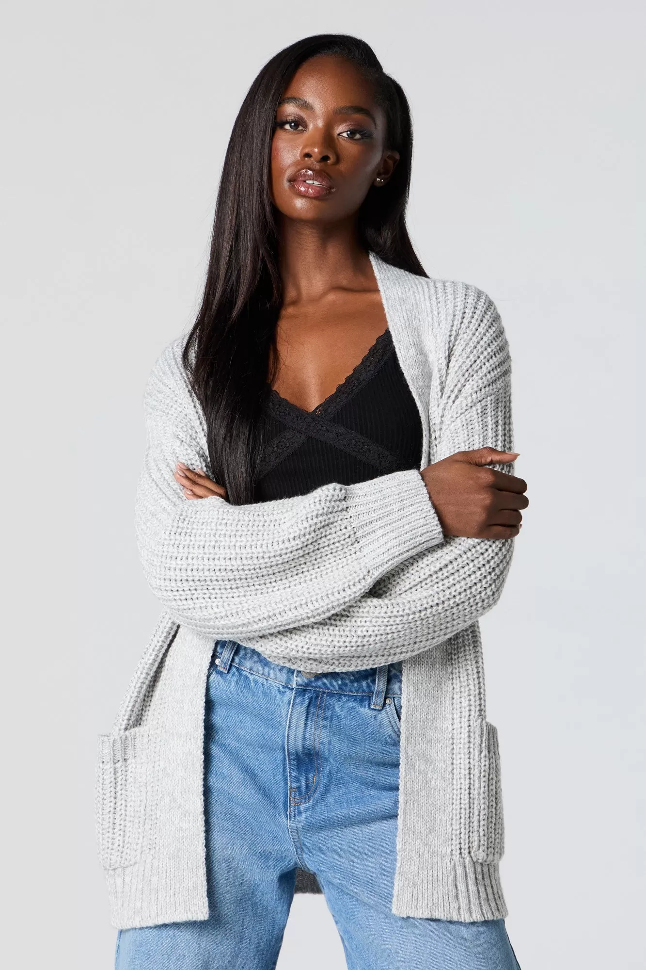 Chunky Knit Open Front Cardigan