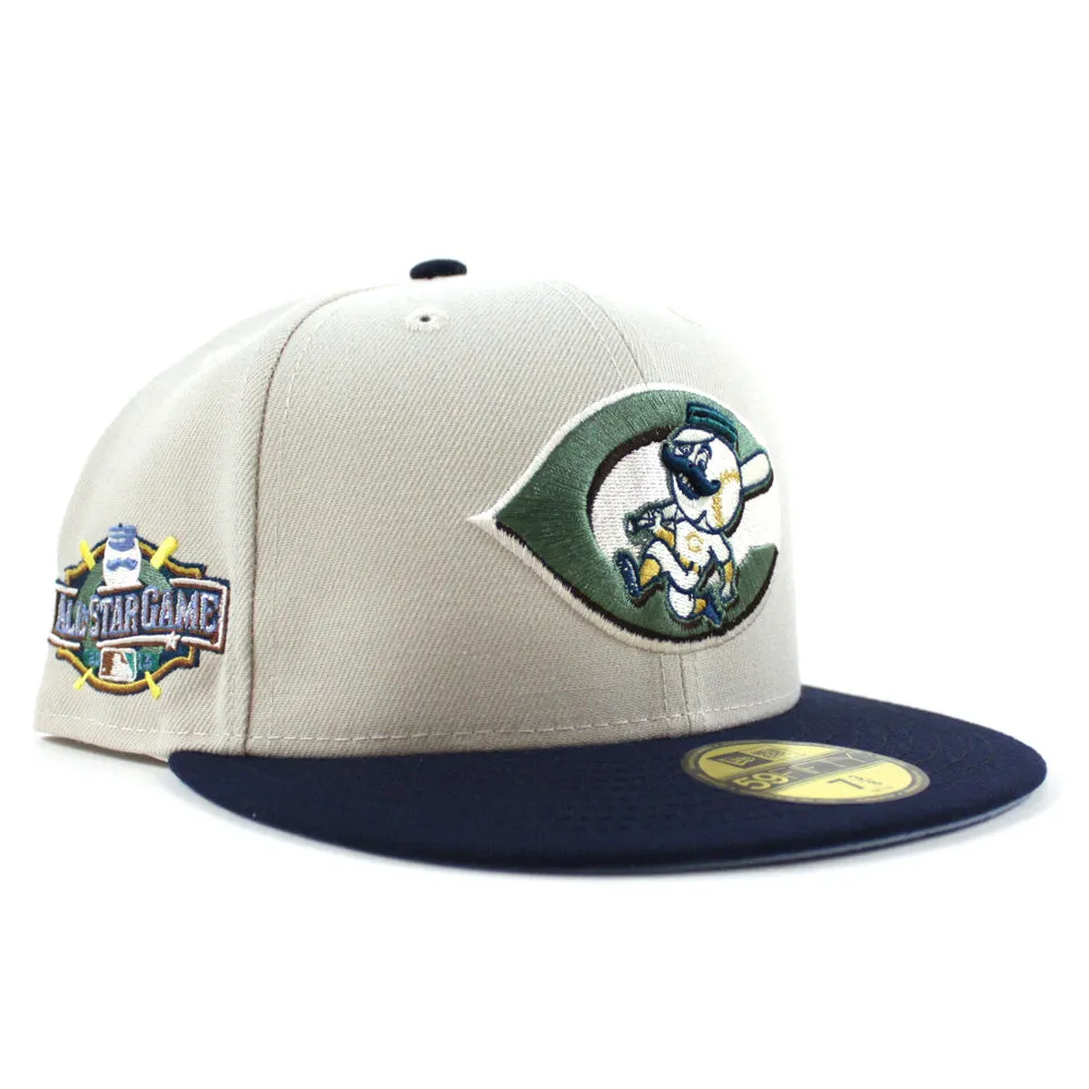 Cincinnati Reds 2015 All Star Game New Era 59Fifty Fitted Hat (Stone Ocean Navy Birdseye Blue Under Brim)