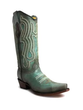 Corral Womens Antique Turquoise Laser Embroidery Boots