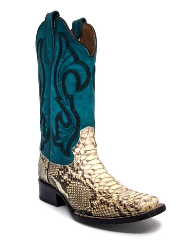 Corral Womens Natural Turquoise  Print  Python Boots