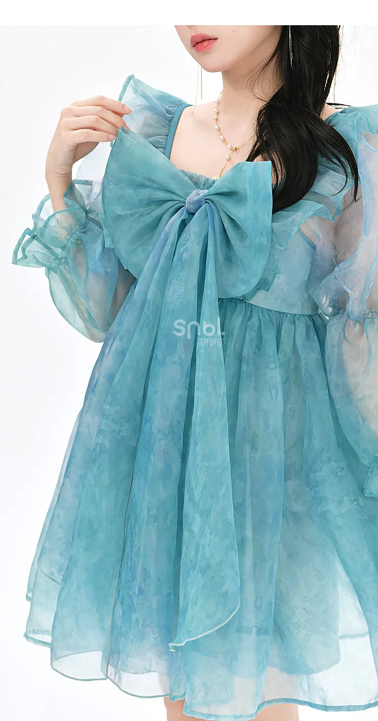 Cute Dreamy Girly Ocean Blue Ruffles Dress ON623