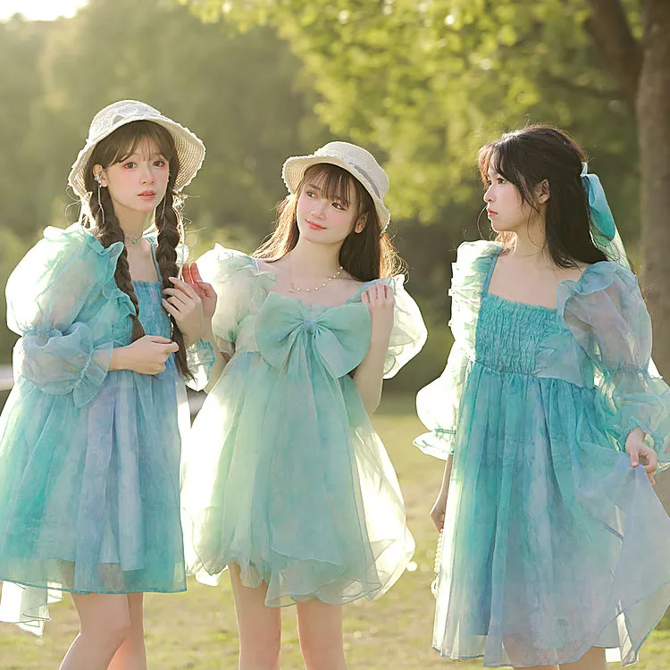 Cute Dreamy Girly Ocean Blue Ruffles Dress ON623