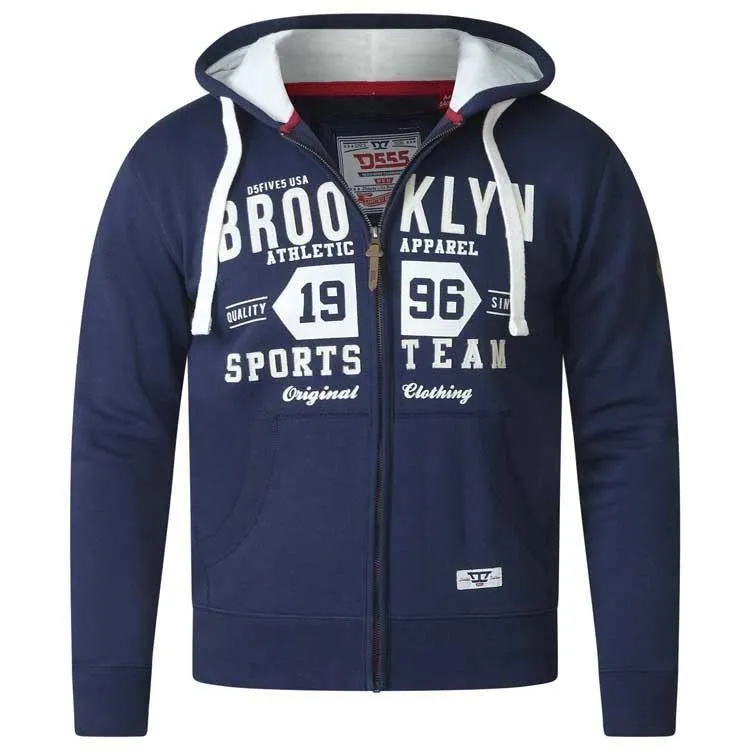 D555 Thurston Tall Mens Full Zip Hoody in Navy