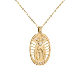 Diamond Scarab Chain Necklace