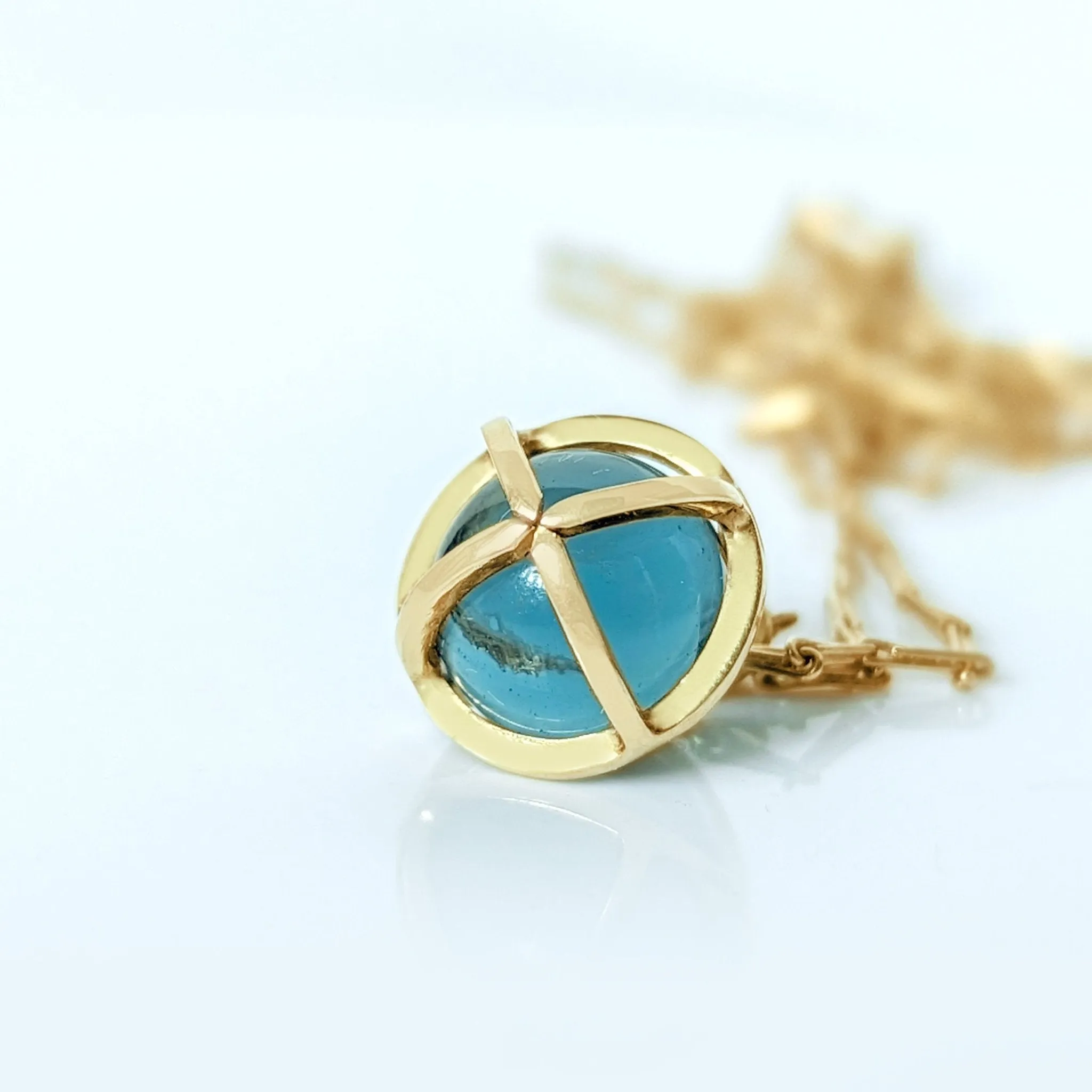 Drop of The Ocean - 18 carat gold Pendant with London Blue Topaz