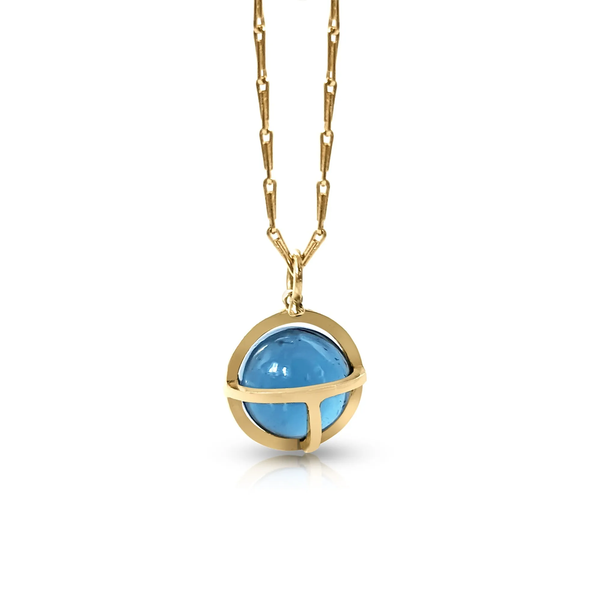 Drop of The Ocean - 9 carat Gold Necklace with Swiss Blue Topaz Sphere