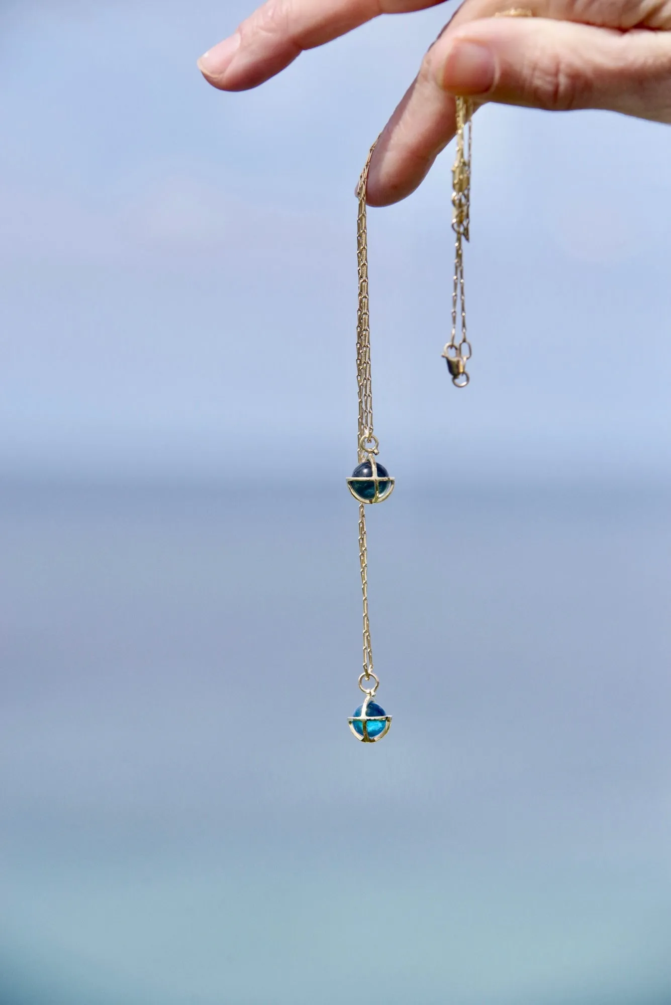 Drop of The Ocean- 9 carat Gold Pendant with Swiss Blue Topaz Sphere