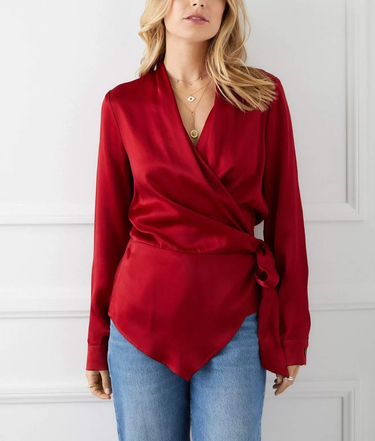 Fifteen Twenty Long Sleeve Wrap Blouse