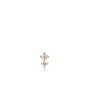 GOLD DOUBLE SPARKLE BARBELL SINGLE EARRING