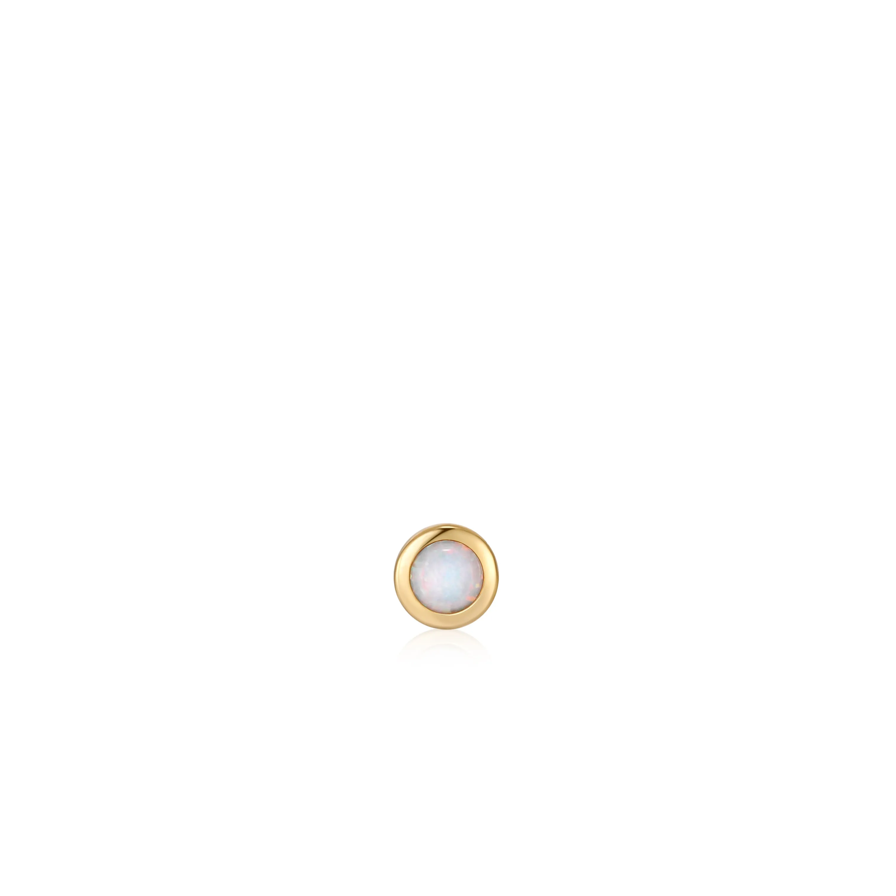 GOLD KYOTO OPAL BEZEL BARBELL SINGLE EARRING