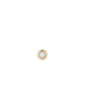 GOLD KYOTO OPAL BEZEL BARBELL SINGLE EARRING