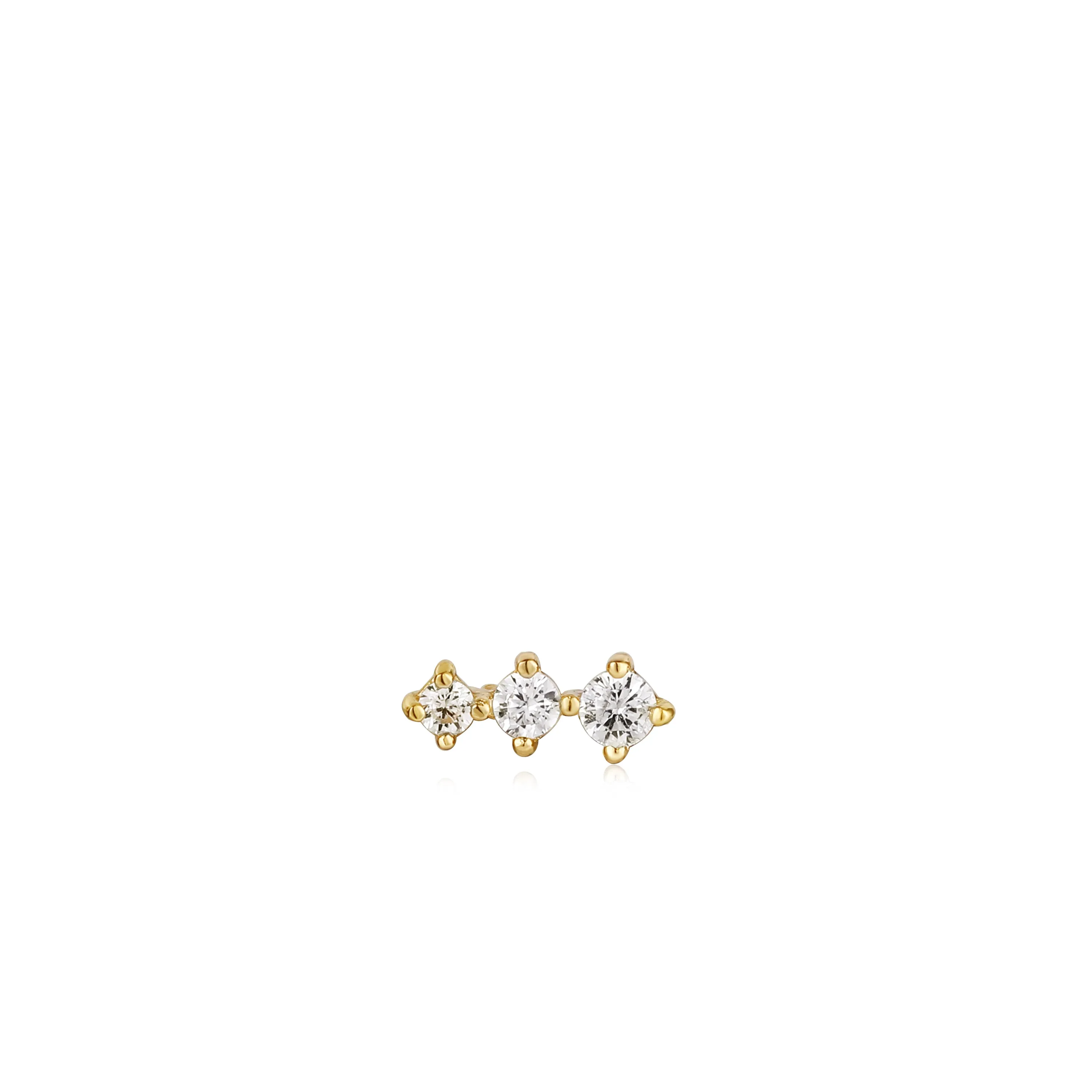 GOLD SPARKLE CRAWLER BARBELL SINGLE EARRING