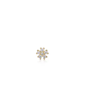 GOLD SPARKLE FLOWER BARBELL SINGLE EARRING