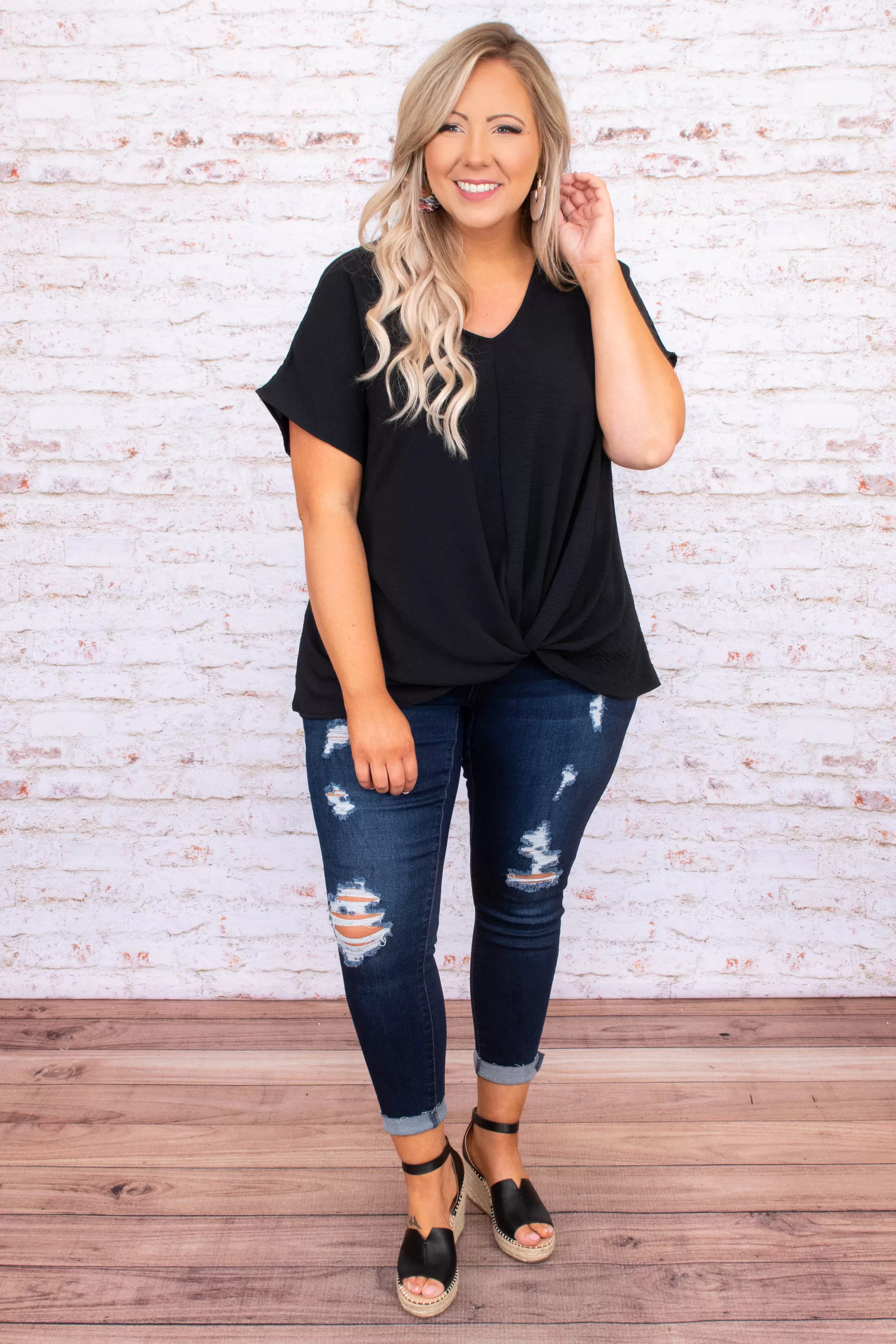 Hiding My Heart Blouse, Black