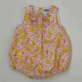 Jacadi Yellow Liberty Print Romper With Bow: 12 Months