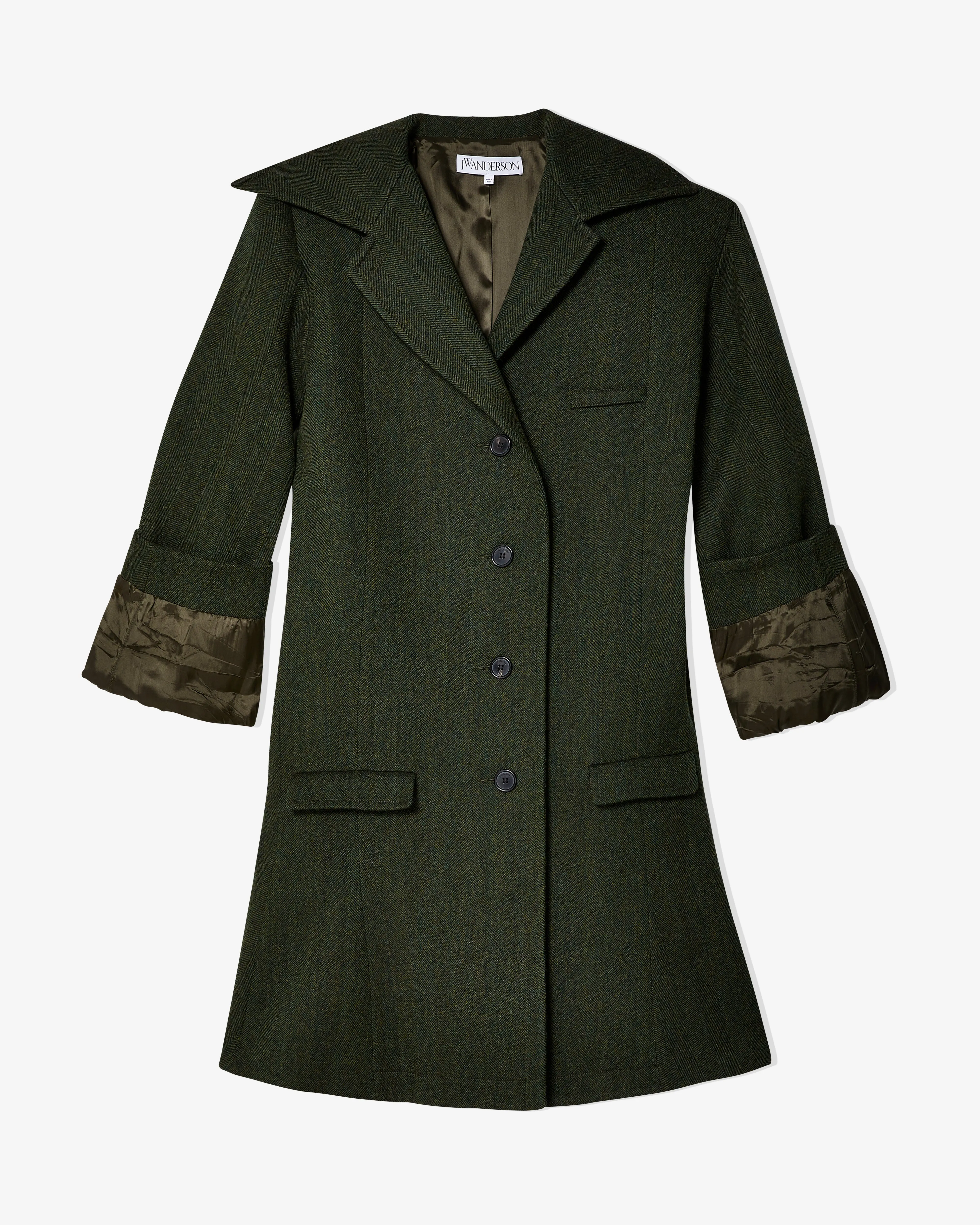 JW Anderson - Women's Turn-Up Cuff Fluted Hem Coat - (Olive)